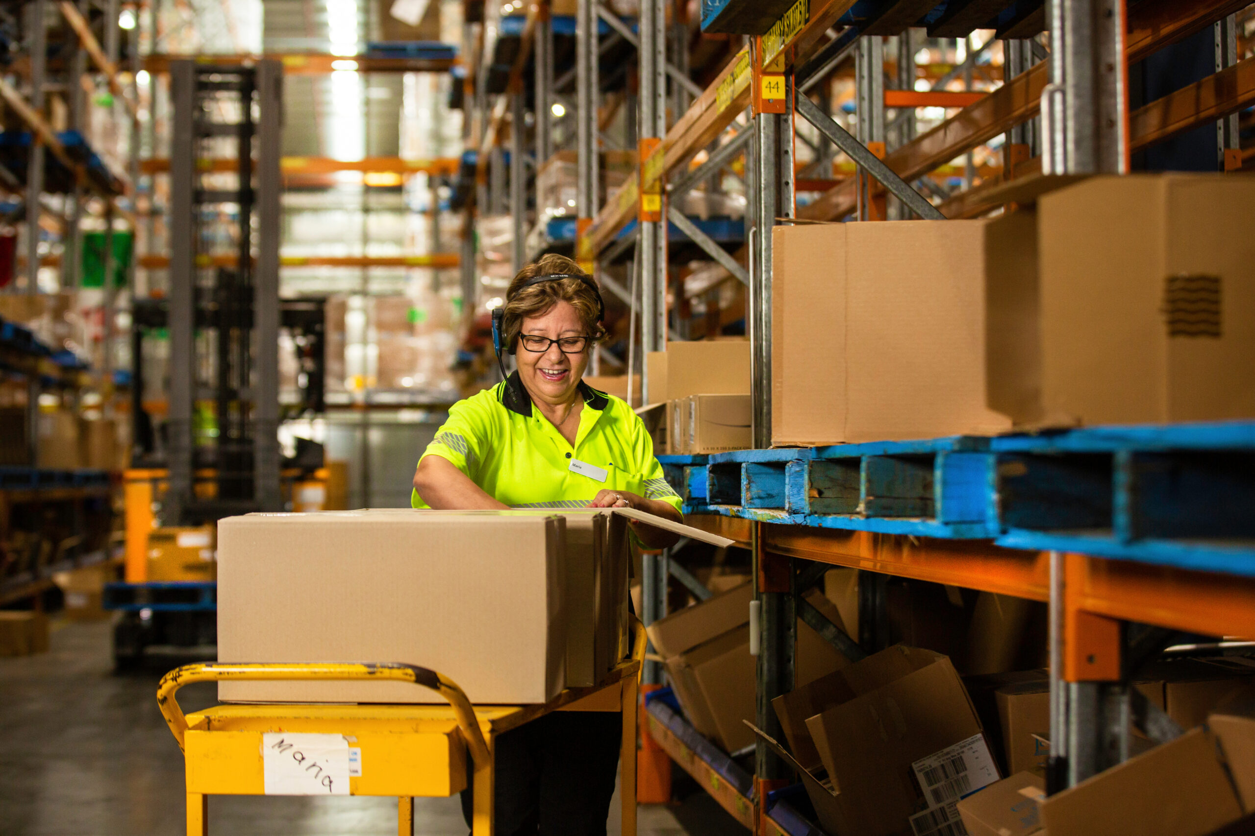 an employee working inside a warehouse